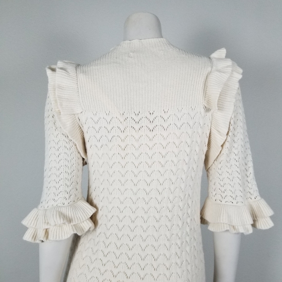 Happy X Nature Knit Ruffle Knee-length Dress in Cream Size Medium - Picture 6 of 9